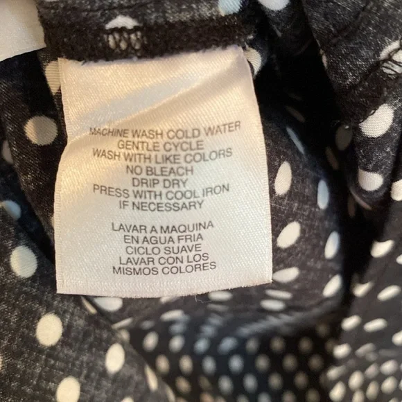 Jones New York signature Knot Front Blouse polkadot white on black size L cotton - Picture 11 of 11